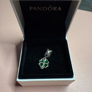 Pandora Sterling Silver and Green Clover Charm